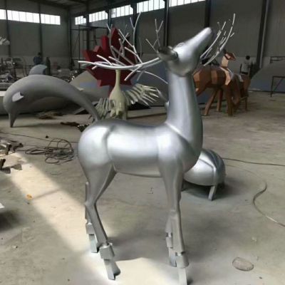 不锈钢立体小鹿雕塑 鹿雕塑定制 鹿雕塑制作厂家